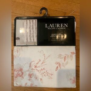 Ralph Lauren‎ White and Red Floral 100% Cotton Fabric Shower Curtain 70"x72"